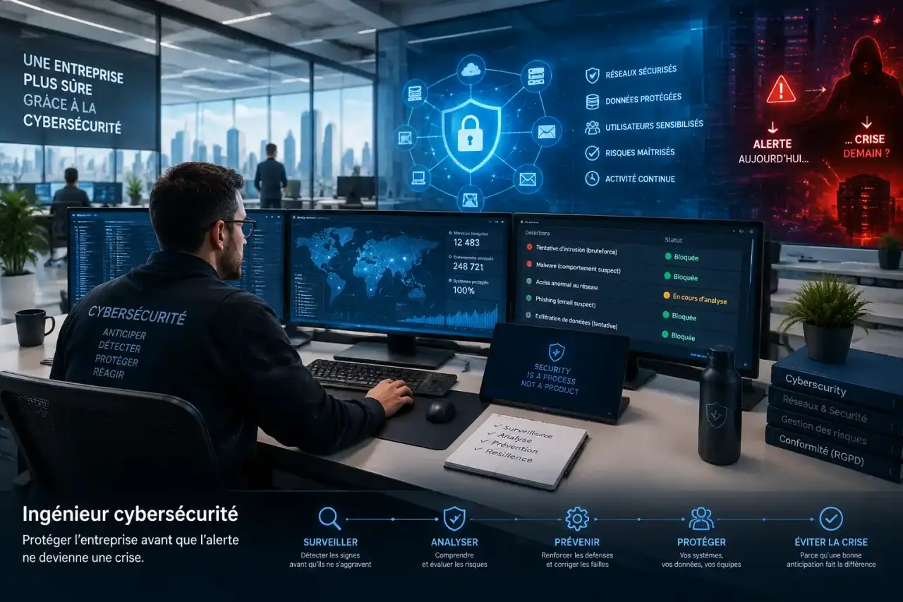 Ingénieur cybersécurité : protéger l’entreprise avant que l’alerte ne devienne une crise