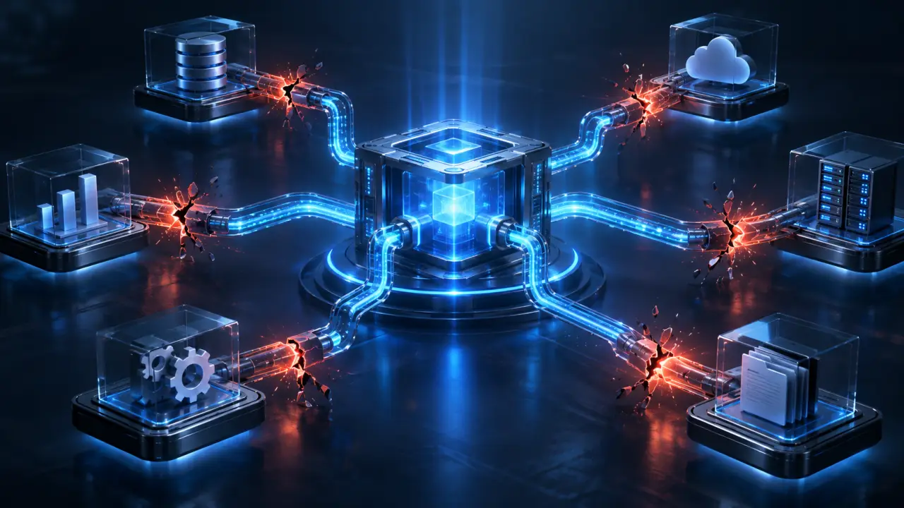 Architecture iPaaS reliant plusieurs applications et flux de données